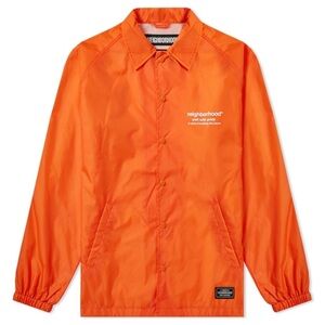 Vintage Neighborhood oversized lightweight nylon snap drawstring Orange Jacket S